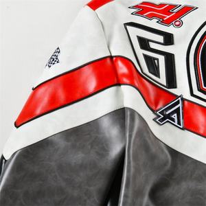 Chaqueta de carreras de cuero con parche bordado de cuero Retro de motocicleta personalizada para hombre chaqueta de invierno 2025 - Product Image 3