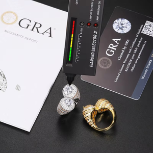 เครื่องประดับฮิปฮอปสีเงิน925 100% แหวนคู่สำหรับผู้หญิงเพชรโมอิสซาไนต์แหวนทองคำ18K สำหรับปาร์ตี้ - Product Image 3