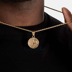 Vente chaude 18K plaqué or 925 argent Hip Hop Style cercle boussole Moissanite pendentif et collier à breloques pour hommes - Product Image 3