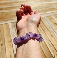 Brazalete Unisex Hecho a Mano de Aleación de Zinc con Amatista Natural, Joyería de Cristal Natural, Estilo Elástico y Lindo para Fiestas, Regalo Perfecto para Él y Ella