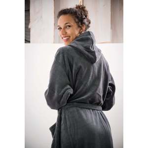 Peignoir en polaire gris anthracite Henry, textile de maison confortable - Product Image 4