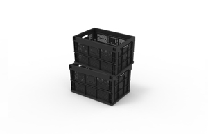 SB Tech Heavy Duty Lightweight Collapsible Stackable Foldable <b>Plastic</b> Storage Crate with 56L - Product Image 2