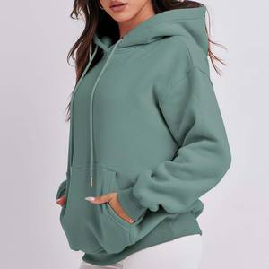 Sweat à capuche avec logo personnalisé 380g pur coton sweat unisexe élégant sweats à capuche pour femmes - Product Image 4