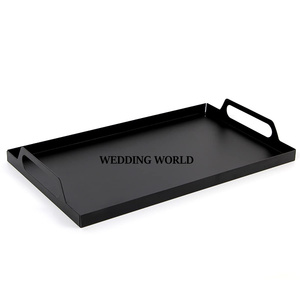 Galvanized <b>Serving</b> <b>Tray</b> Rectangle Shape <b>Black</b> Powder Coated Handmade Hot Selling Dinnerware Tabletop Wholesale <b>Serving</b> <b>Tray</b> - Product Image 1