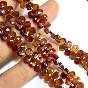 ลูกปัด briolette รูปลูกแพร์เหลี่ยมเพชรพลอยโกเมนธรรมชาติลูกปัดอัญมณีสีแดงสำหรับทำเครื่องประดับ - Product Image 6