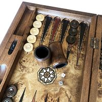 Set Backgammon Kayu Mewah Buatan Tangan Ukuran Besar dengan Jam Catur dan Penghitung Unisex Helena Wood Art K421.062.