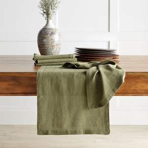 Camino de Mesa Rústico de Lino con Bordado Folclórico que Realza la Calidez de la Mesa de Comedor en Casas de Campo - Product Image 3