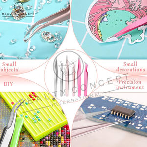 6 piezas de pinzas de extensión de pestañas internacionales de concepto de belleza pinzas de acero inoxidable pinzas de pestañas curvas rectas puntiagudas - Product Image 5