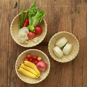 Vietnamese Wholesale Natural Hand <b>Woven</b> Bamboo Storage <b>Baskets</b> for Kitchen & <b>Laundry</b> Rustic Snack & Vegetable Storage - Product Image 4