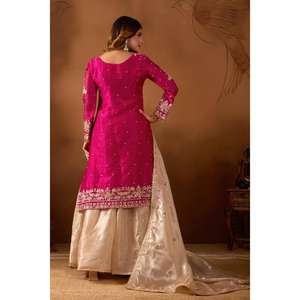 Elegant Traditional Designer Sharara Suit <b>Set</b> Embroidered <b>Kurta</b> Dupatta Quick Dry Ethnic Party Wear Outfit Available Wholesale - Product Image 2