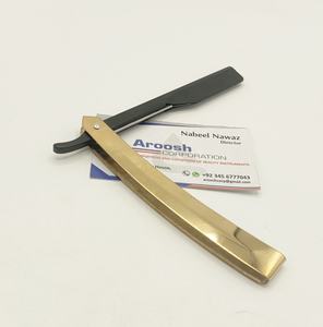 Maquinilla de afeitar profesional recta al por mayor, herramienta de barbero manual sostenible con logotipo personalizado, hoja deslizante de oro negro para uso facial y corporal - Product Image 4