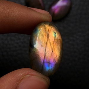 Labradorite Cabochon de pierres précieuses naturelles de qualité étonnante Full Flashy Blue Fire Black Rainbow pour la fabrication de bijoux Prix de gros - Product Image 5