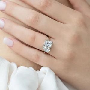 IGI Emerald Lab Grown Diamond Ring14K Gold Lab Créé Bague en diamant pour mariage et bague de fiançailles ou bande - Product Image 3