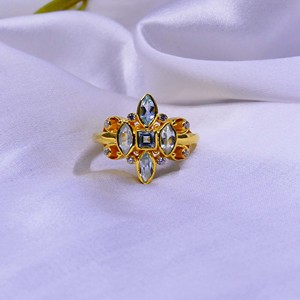 Party Wear Adjustable Ring 925 Sterling <b>Silver</b> Selling <b>Jewellery</b> Gold Plated Blue Topaz <b>Chunky</b> Oxidation Brilliant - Product Image 5