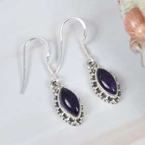 Haute qualité femmes violet améthyste pierres précieuses boucles d'oreilles 925 en argent Sterling Marquise forme boucles d'oreilles pour les fêtes à la mode - Product Image 3