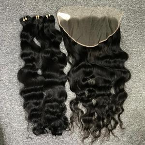 Funmi ซูเปอร์คู่วาดสีธรรมชาติคลื่นลึกลูกไม้หน้าผากโรงงานขายส่งต่อผมมนุษย์ที่ยังไม่ได้ - Product Image 5