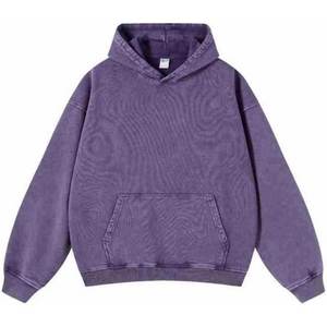 2025 100% algodón liso en blanco Sudadera con capucha hombres peso pesado Sudadera con capucha de gran tamaño ropa de calle logotipo personalizado lavado con ácido con bolsillo canguro - Product Image 5