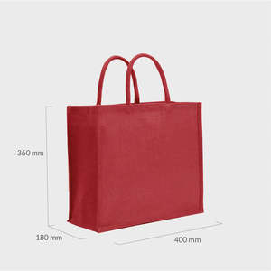 Bolsa Grande de Yute Roja con Asas Acolchadas de Algodón, Tela de Lino Serigrafiada, Cierre de Cremallera, Patrón Personalizado, Uso Diario para Damas - Product Image 2