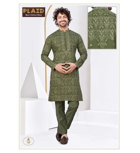 Belle broderie sur Kurta en soie douce pour hommes conçue pour les mariages et les festivités - Product Image 1