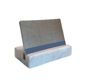 Portatarjetas de mármol blanco 100%, portatarjetas de lugar de cubo para pieza de diseño de acero y mármol con producto de venta - Product Image 1