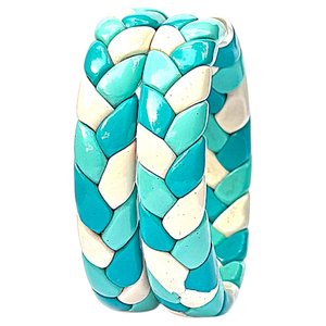 กำไลข้อมือโอเชียนวีฟ ลาค กำไลแฟชั่นทำมือสีเทอร์ควอยซ์และสีขาว - Product Image 2