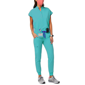 ชุดยูนิฟอร์มและชุดพยาบาลสำหรับห้องแล็บกางเกงเสื้อคอวีขัดผิวนุ่มระบายอากาศได้ดีชุดเครื่องแบบโรงพยาบาลแห้งเร็ว - Product Image 4