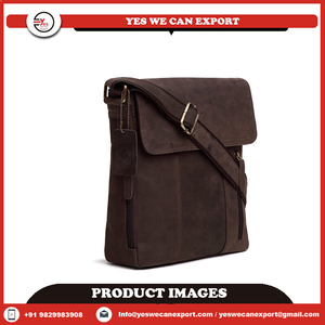 Sac à bandoulière en cuir végan vintage de bohème unisexe Design en cuir véritable noir à double poche Logo-On écologique - Product Image 3