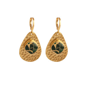 Boucles d'oreilles élégantes en pierres précieuses naturelles Mohave Boucles d'oreilles en plaqué or texturé martelé Bijoux de créateur faits à la main - Product Image 2