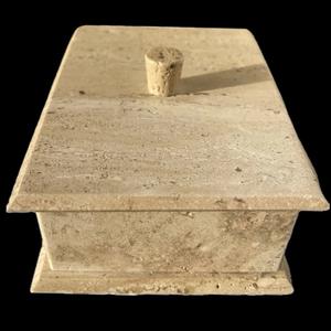 กล่องเก็บของทรงสี่เหลี่ยมผืนผ้าหินทราเวอร์ทีนสุดหรู พร้อมฝาปิด ดีไซน์เก๋ ทนทาน สำหรับการจัดระเบียบที่มีสไตล์และการตกแต่งบ้านที่ทันสมัย - Product Image 4