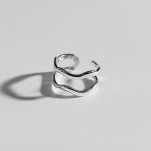 Bague ajustable à double épaisseur en argent et or Bague personnalisée empilable pour femme - Product Image 5