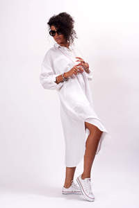 Women Stylish Designer <b>Long</b> <b>Sleeve</b> V-Neck Fashion Calf Length Summer Resort <b>Dress</b> - Product Image 2