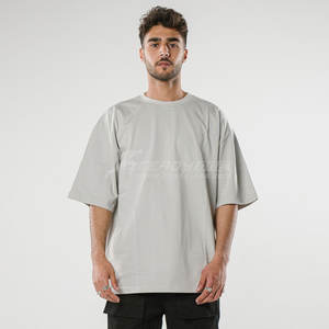 Boxy hombres de lujo de gran Tamaño 250 Gsm Heavyweight camisetas 100% algodón sólido gota gráfico personalizado ropa informal pesada - Product Image 3