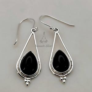 Pendientes de Ónix Negro en Forma de Lágrima, Plata de Ley 925, Joyería Hecha a Mano, Regalo de Piedra de Nacimiento de Julio - Product Image 4
