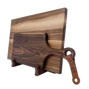 Planche à découper classique en bois écologique avec poignée en bois de manguier de qualité supérieure, rainure intégrée, compatible lave-vaisselle pour usage en cuisine - Product Image 1