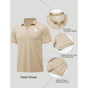 เสื้อเจอร์ซี่ระบายอากาศสีพื้นสำหรับผู้ชายเสื้อแขนสั้นผ้าฝ้าย100% ซิปทันสมัยสำหรับฤดูร้อน - Product Image 6