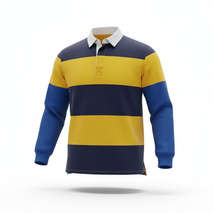 <b>Men</b> Color Block Rugby <b>Shirt</b> <b>Long</b> <b>Sleeve</b> <b>Polo</b> Casual Streetwear Pullover Top - Product Image 1