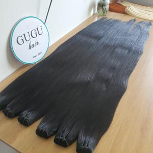 40 Inch Raw Hair Bundles Genius Weft Vietnam Bone Straight Super Double Drawn Raw Hair with Swiss <b>Lace</b> <b>Closure</b> - Product Image 4