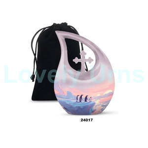 Offre Spéciale pingouin thème larme crémation urne commémorative pour cendres humaines décoratif goutte croix urne avec sac en velours gratuit - Product Image 1