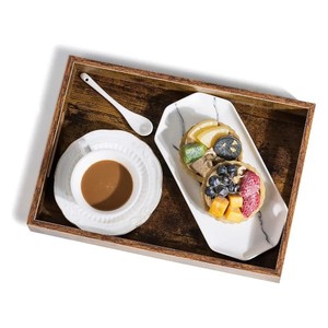 ชุดถาดแกะสลักด้วยมือ2ชิ้นลายดอกเดซี่สีเบจขาวลายดอกเดซี่อาหารมะม่วงที่สง่างามปลอดภัยสำหรับเสิร์ฟและตกแต่ง - Product Image 4