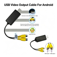Adaptateur de sortie vidéo USB vers CVBS vers câble RCA, entrée USB, 2 ports de sortie vidéo pour autoradio Android, lecteur DVD, navigation GPS