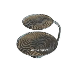 Exhibidor de Alimentos de 2 Niveles para Hoteles y Restaurantes, Soporte para Cupcakes de Aluminio Hecho a Mano con Diseño de Rayas Decorativas, Certificado CE, Forma Personalizada con Logotipo - Product Image 1