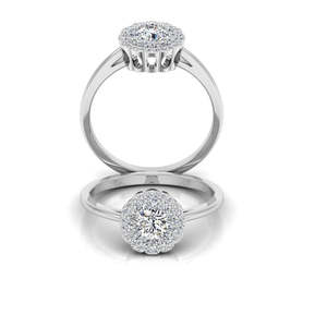 Bague de fiançailles en moissanite petite taille, taille brillant, halo floral, élégante et délicate, alliance de mariage - Product Image 3