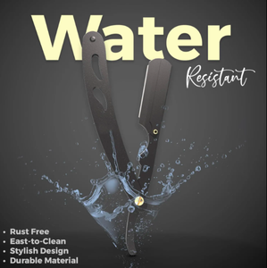 ANAAIF Rasoir professionnel à bord droit en acier inoxydable à lame unique pour hommes Finition poudre noire - Product Image 5