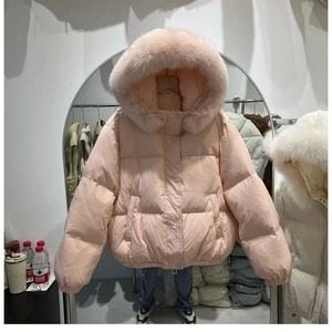 Real Big Fur Collar <b>Hooded</b> Fur <b>Coats</b> Puffer Jacket Fashion White Duck Down Jackets Female Women <b>Winter</b> <b>Ladies</b> Loose Overcoats - Product Image 5