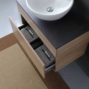 Mueble de Baño Suspendido en Pared Koricini, Diseño Italiano, Cm80, Madera Antracita con Lavabo, Mueble de Baño de Lujo - Product Image 4