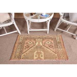Petit tapis turc 3,5x2,2 pieds (106x66 cm), tapis oriental brun vintage - Product Image 1