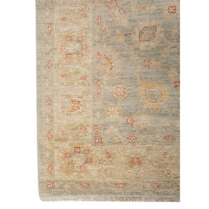 Tapis en laine noué à la main Aalam Blue Pae-6106 9x12 rectangulaire à motif médaillon pour la décoration de la maison, du salon ou de l'couloir - Product Image 4