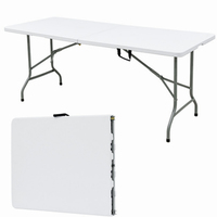 Table pliante blanche en gros, jardin, 6 pieds, tables pliantes en plastique pour l'extérieur, pour les événements