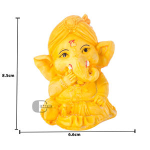 Polyresin Yellow Ganesh Ji <b>Statue</b> Model Handmade Hand-painted Traditional Religious Decoration Pooja Wedding Home Fond Indian - Product Image 4
