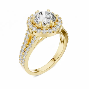 Bague de mariage en or 14 carats avec diamant de laboratoire certifié IGI, taille brillant rond de 2,50 carats, couleur F, clarté VS1, style halo - Product Image 2